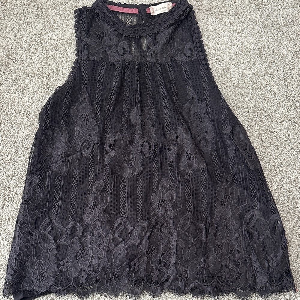 Altar'd State Black Floral Lace High-Neck Camisole